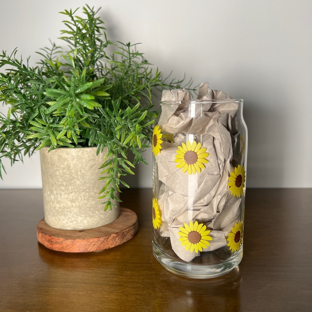 Sunflower Libbey glass can